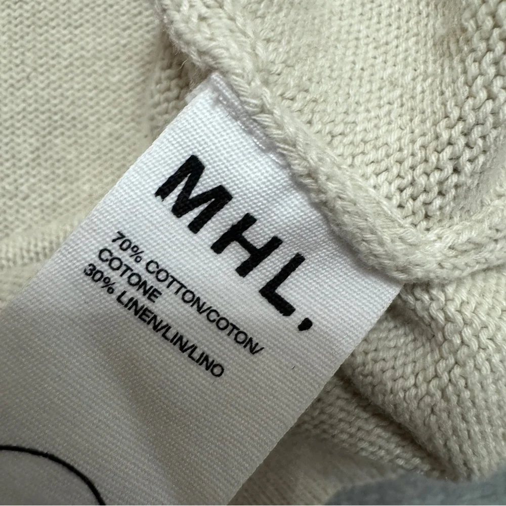 Margaret Howell MHL sz M Womens Sweater Crew Knit Cotton Linen in Natural - Picture 4 of 8